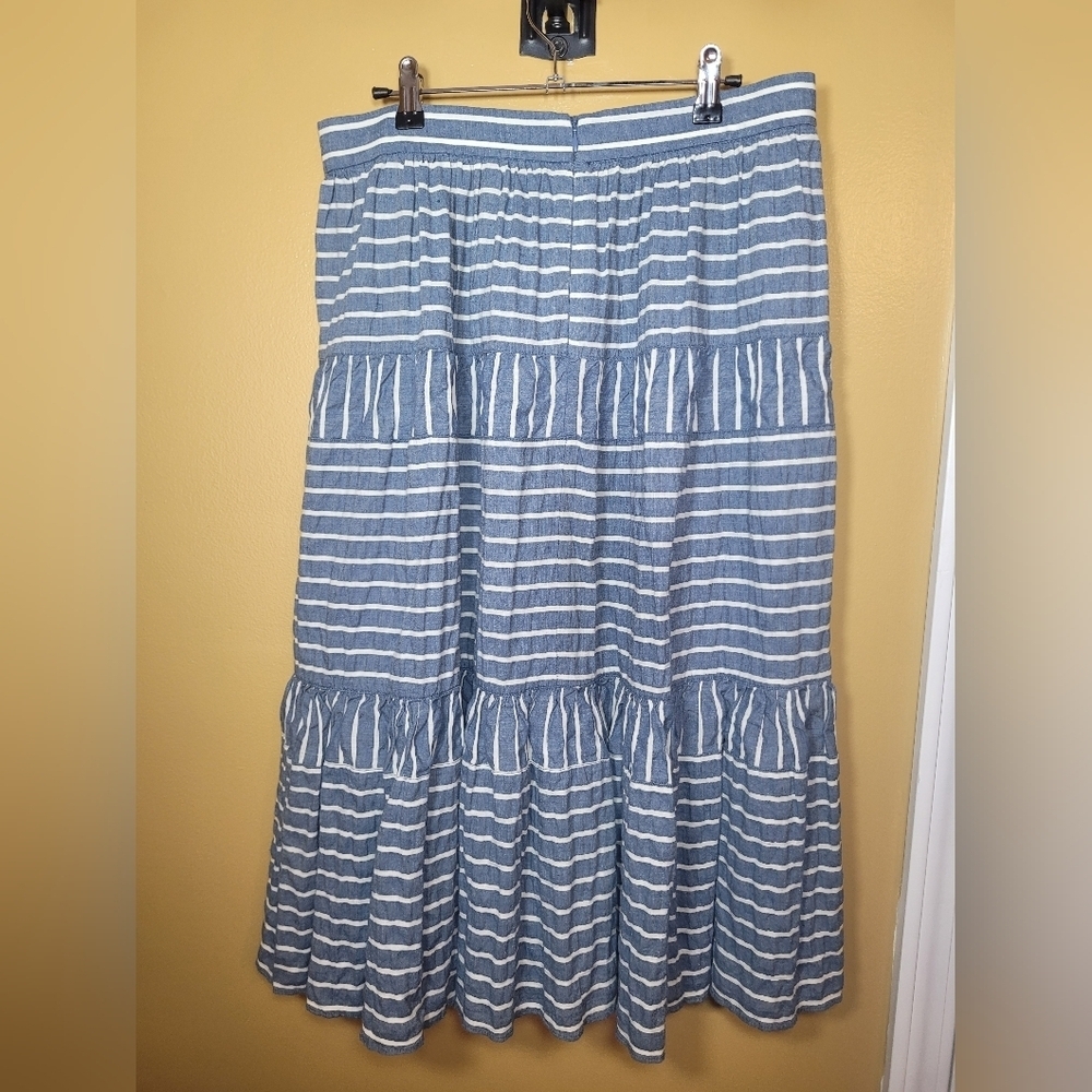 Sold! Lauren Ralph Lauren Linen Blend Striped Tiered Midi Skirt sz 6 - Picture 3 of 9